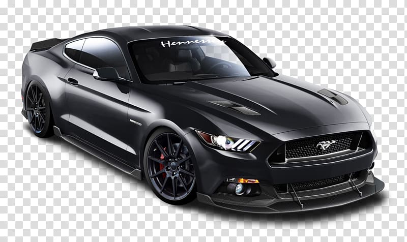 black Ford Mustang 5.0 coupe illustration, 2015 Ford Mustang GT Car Ford GT Hennessey Performance Engineering, Ford Mustang Hennessey Black Car transparent background PNG clipart