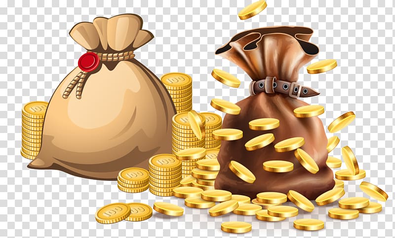 Gold coin , Gold coin bag transparent background PNG clipart