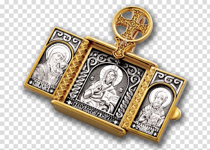 Our Lady of Kazan Elite 925 silver Gold Icon, gold transparent background PNG clipart