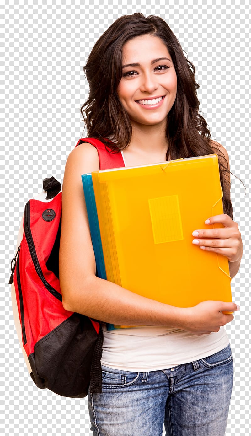 woman holding yellow binder, Student, students transparent background PNG clipart