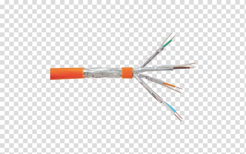 Class F cable Electrical cable LogiLink CQ4100S 100 M Cat7 Patch Cable, Orange Logilink Cat5e Patch Cable Sftp 100 M Network Cables, netwerkverbinding transparent background PNG clipart