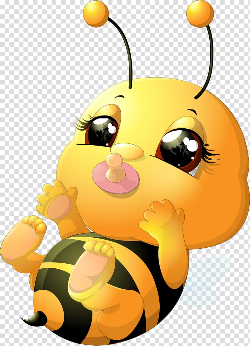 baby bumblebee with pacifier illustration, Beehive Honey bee, Baby Bee transparent background PNG clipart