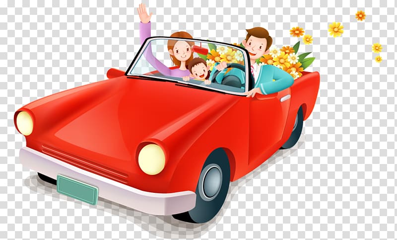 Travel Family, Driving a family trip transparent background PNG clipart