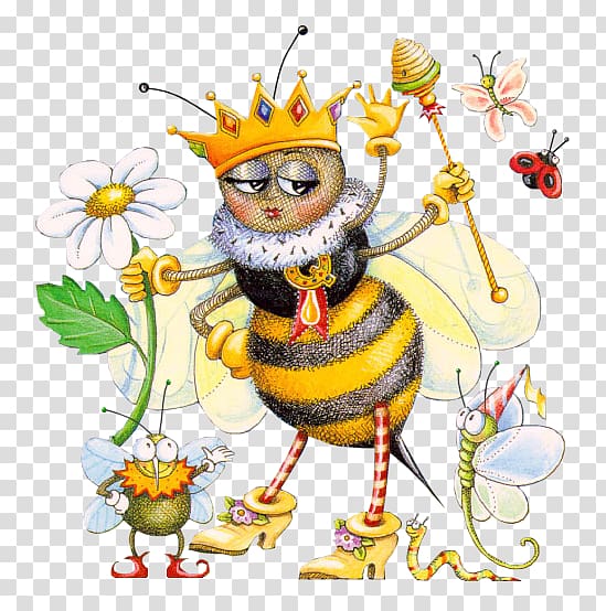 BeeHoney Honey bee Beehive Cartoon, Queen bee transparent background PNG clipart