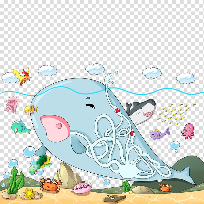 Marine mammal Whale Cartoon Illustration, Background cartoon whale transparent background PNG clipart