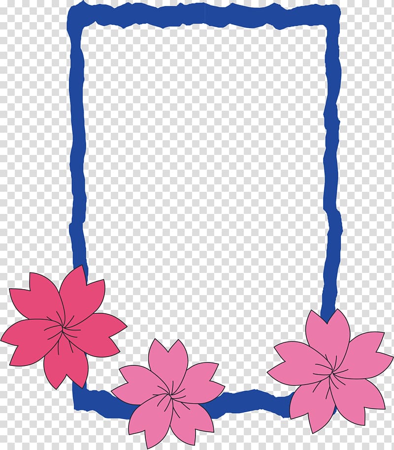 rectangular pink and blue floral frame illustration, Japanese Border Designs , Lovely Japanese border transparent background PNG clipart