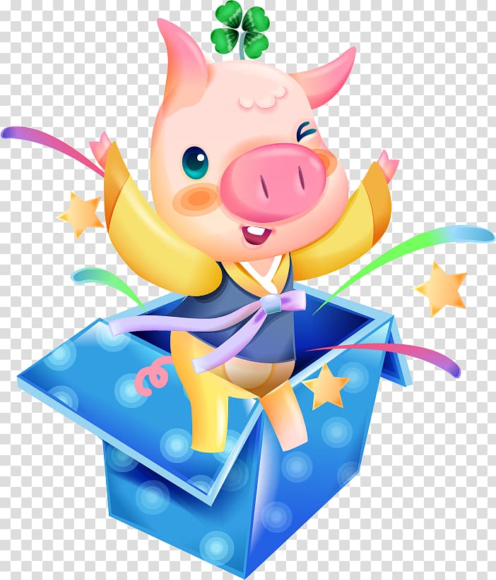 Domestic pig Cartoon Cuteness Designer, gift pig material transparent background PNG clipart