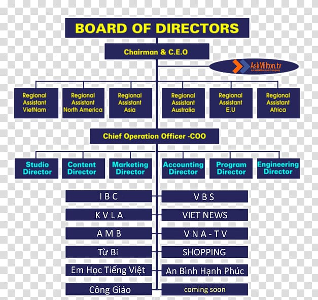 Vietnamese language United States of America Television channel Organization, Board of Directors Chart transparent background PNG clipart