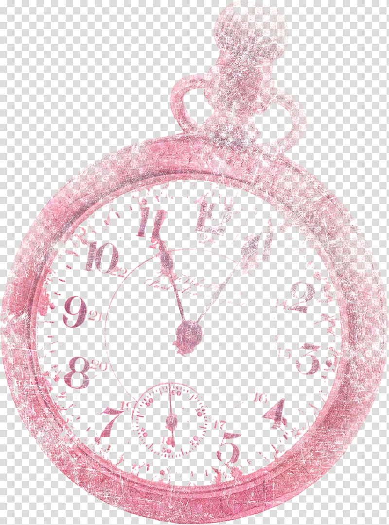 round analog clock illustration, Clock Pink, Pretty pink clock transparent background PNG clipart