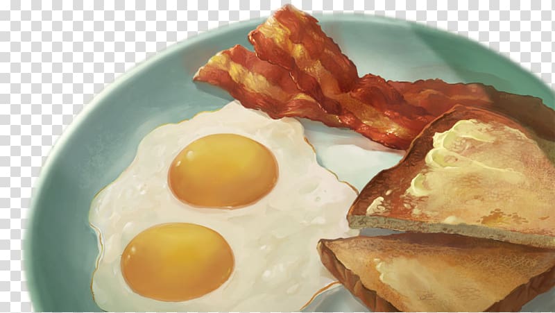 Bacon Breakfast Fried egg Toast Ham and eggs, Containing scrambled eggs with bacon and toast for breakfast transparent background PNG clipart