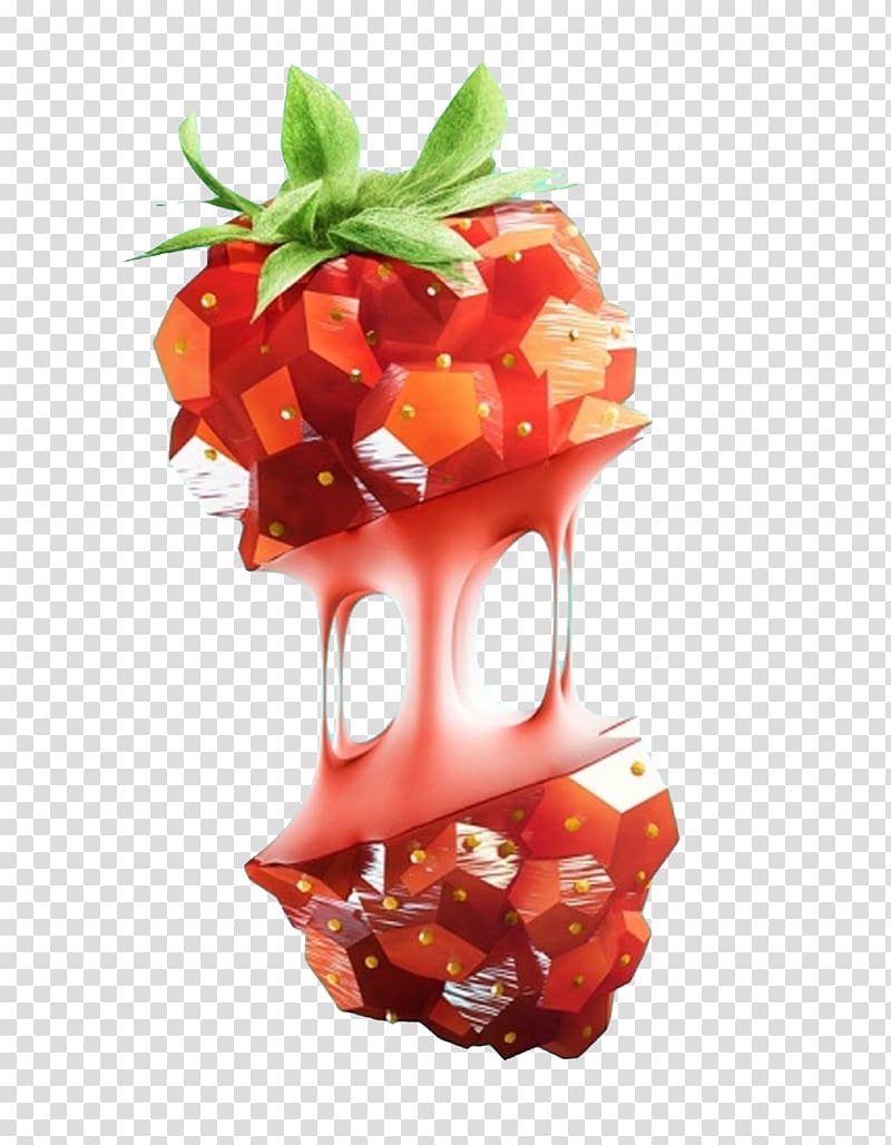 Low poly Fruit 3D computer graphics Behance Illustration, Strawberry diamond perspective transparent background PNG clipart