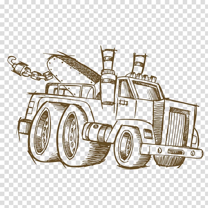 Car Tow truck , Hand drawn tractor transparent background PNG clipart