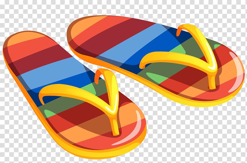 Flip-flops Sandal , Beach Flip Flops , orange-yellow-and-blue striped flip-flops transparent background PNG clipart