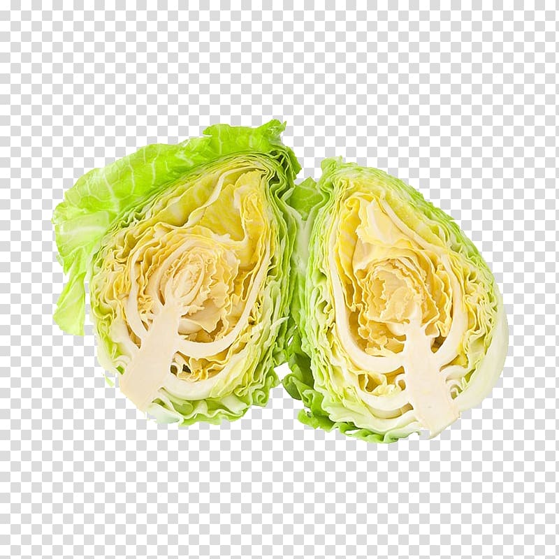 Savoy cabbage Romaine lettuce, Cross section of fresh cabbage transparent background PNG clipart