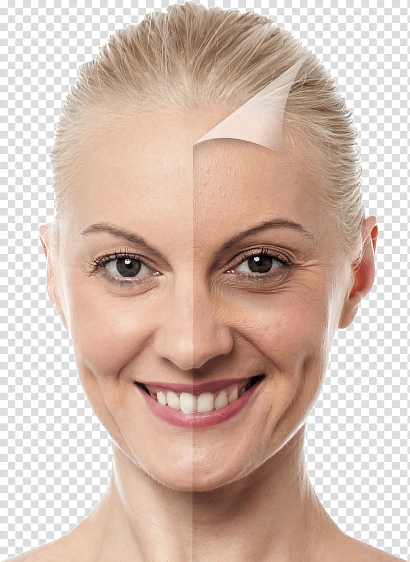 before and after woman face , Anti-aging cream Ageing Life extension Wrinkle Therapy, aging transparent background PNG clipart