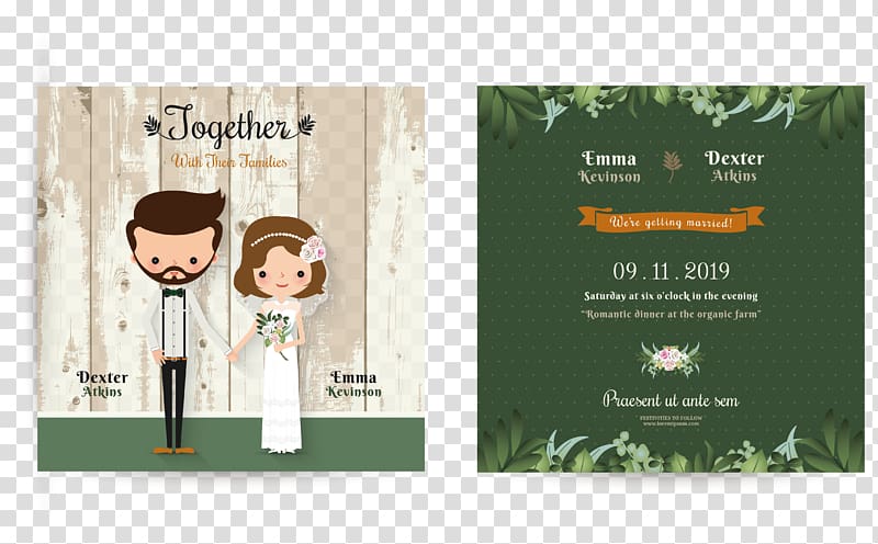 Emma and Dexter wedding invitation card, Wedding invitation Bridegroom Illustration, Wedding Invitations transparent background PNG clipart