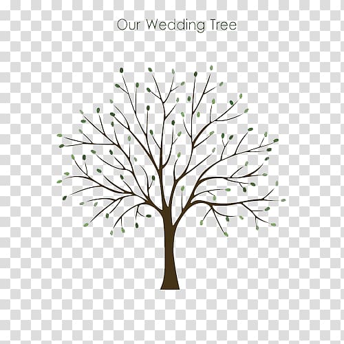 brown bare tree , Guestbook Wedding Fingerprint Tree, tree of Life transparent background PNG clipart