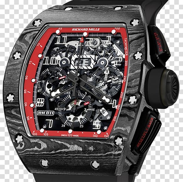 Skeleton watch Richard Mille Watch strap Tourbillon, watch transparent background PNG clipart