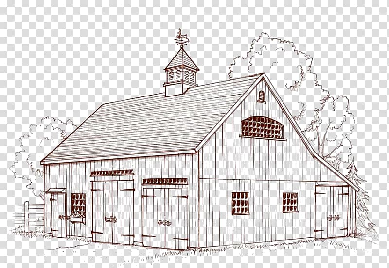 Barn Roof House Facade Sketch, barn transparent background PNG clipart