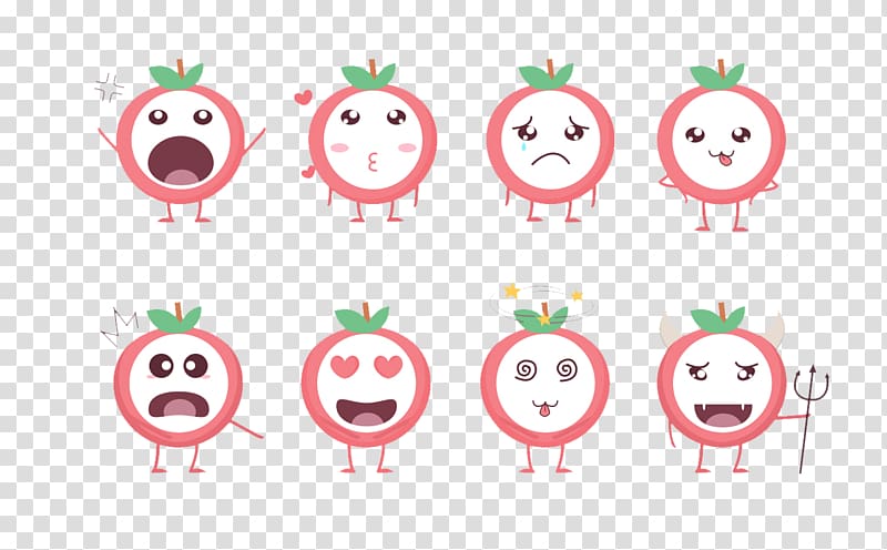 Apple Cartoon Sticker, Apple expression package transparent background PNG clipart