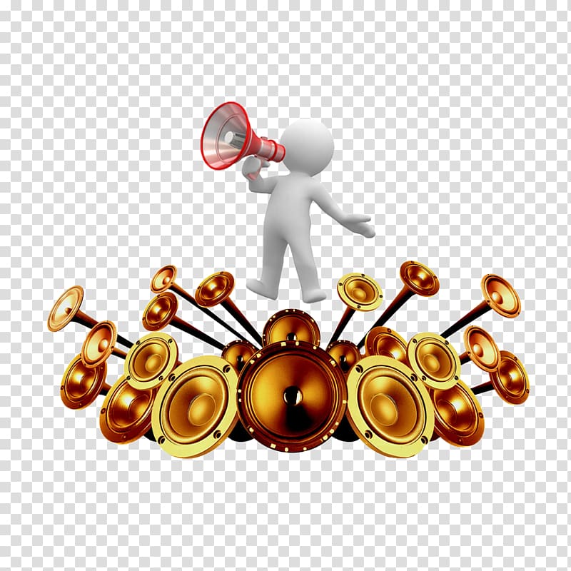 Loudspeaker Android Multi-core processor Mobile phone, Standing on the trumpet transparent background PNG clipart