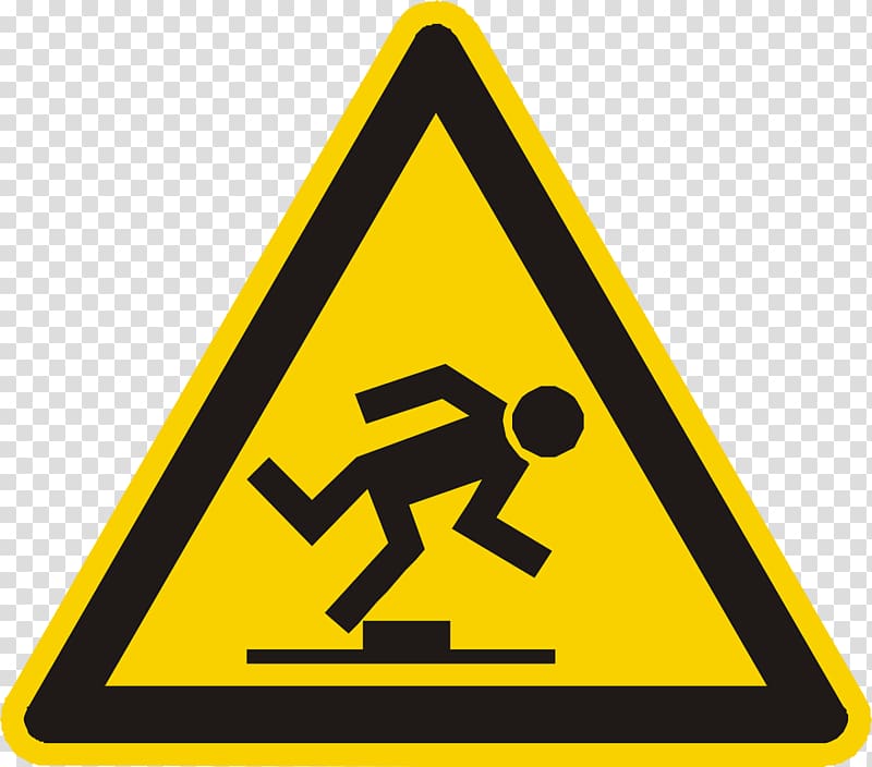 Hazard Falling Warning sign Risk, yellow warning transparent background PNG clipart
