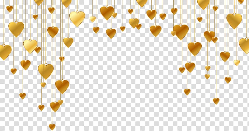 heart-shaped golden yellow lines transparent background PNG clipart