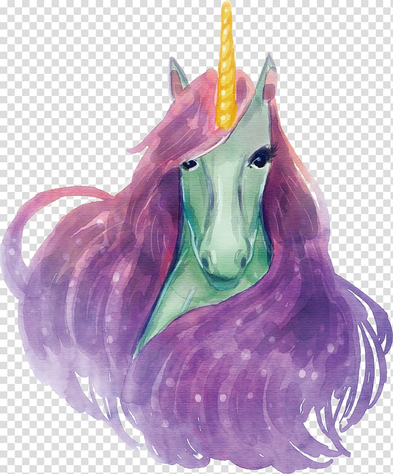 green and purple unicorn illustration, Unicorn Euclidean Gratis Icon, A unicorn with a purple mane transparent background PNG clipart