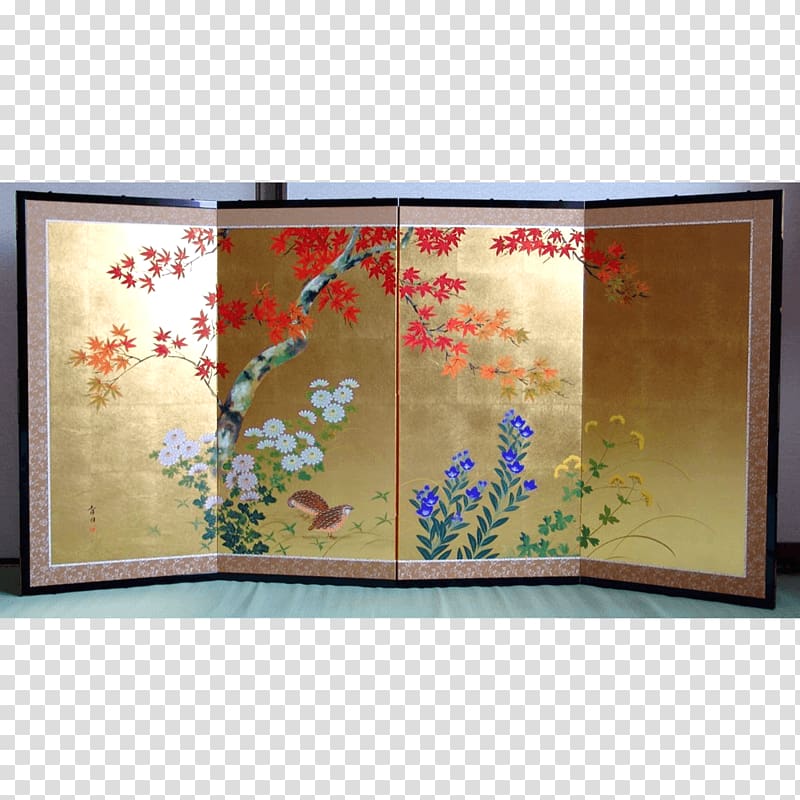 Folding screen Japanese painting Mikoshiba Nihonga Furniture, autumn japan transparent background PNG clipart