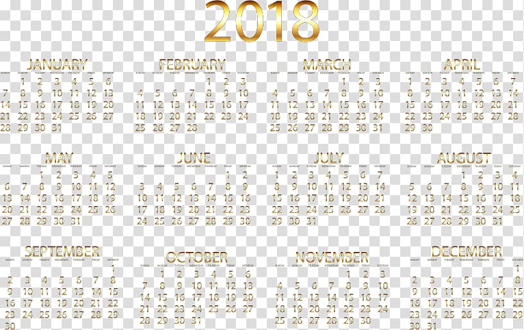 Calendar date 0 Time, calendar 2018 transparent background PNG clipart