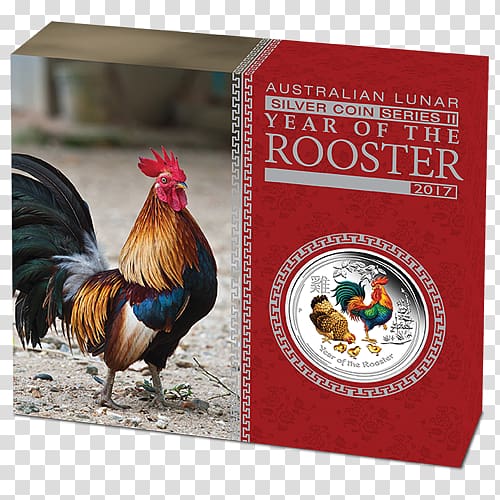 Australia Rooster Lunar Series Silver coin, year of the rooster transparent background PNG clipart