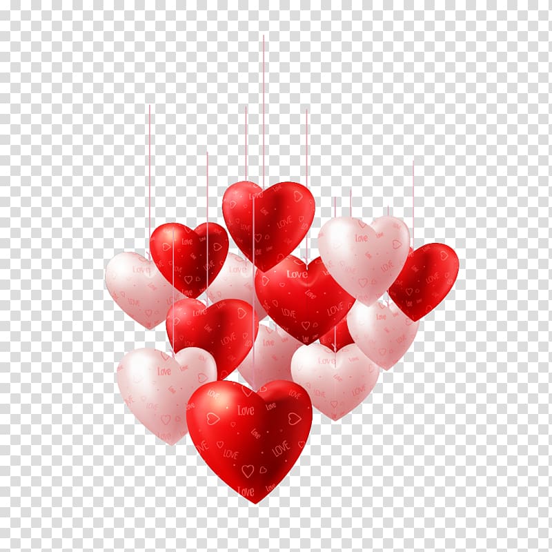 Valentines Day Heart Balloon Illustration, Heart transparent background PNG clipart