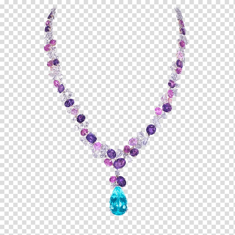 Jewellery Necklace Purple Amethyst Tourmaline, necklace transparent background PNG clipart