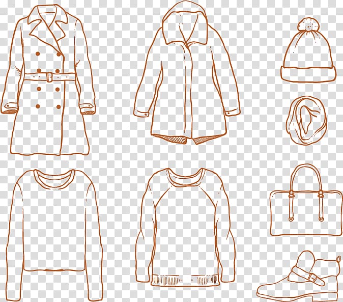 Sleeve Winter clothing Fashion accessory, Hand-painted women winter coat transparent background PNG clipart