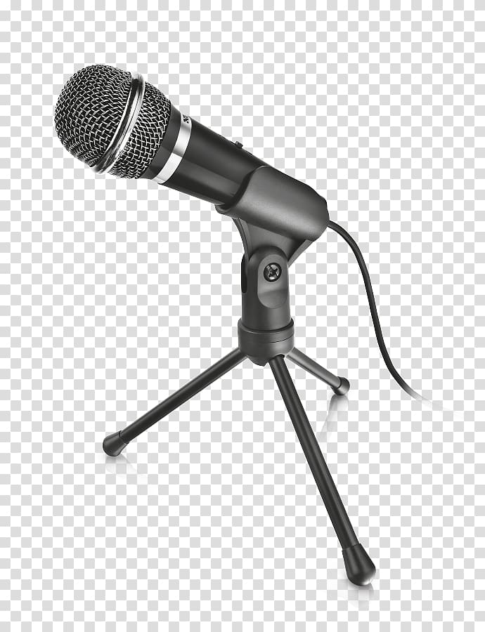 gray microphone on tripod, Trust, microphone, Grey Laptop Trust Starzz Computer, microphone transparent background PNG clipart