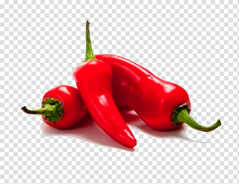 three red chili peppers, Bell pepper Jalapexf1o Chili pepper Capsaicin Food, Pepper transparent background PNG clipart