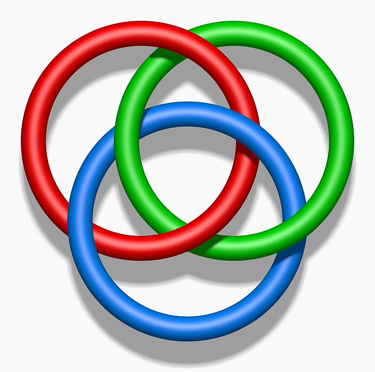 Borromean rings Mathematics Topology Circle Brunnian link, Mathematical transparent background PNG clipart