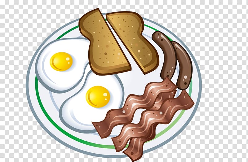 Sausage Breakfast Bacon Omelette, Cartoon breakfast transparent background PNG clipart