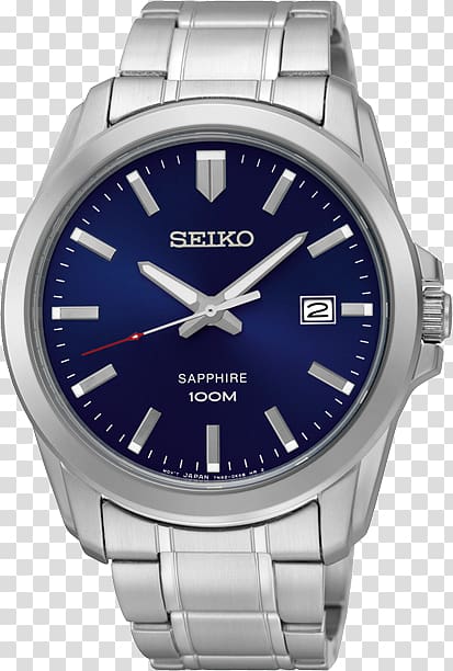 Men\'s Seiko Stainless Steel Watch Men\'s Seiko Stainless Steel Watch Quartz clock Seiko Neo Classic SGEH41, seiko 5 blue transparent background PNG clipart