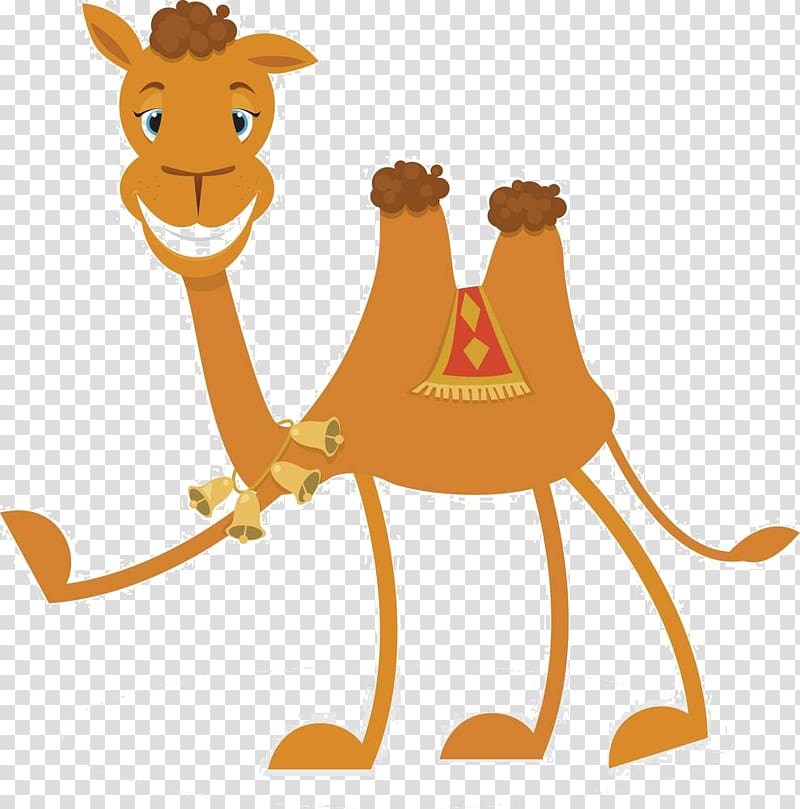 brown camel illustration, Bactrian camel Dromedary Cartoon , Cartoon camel material transparent background PNG clipart