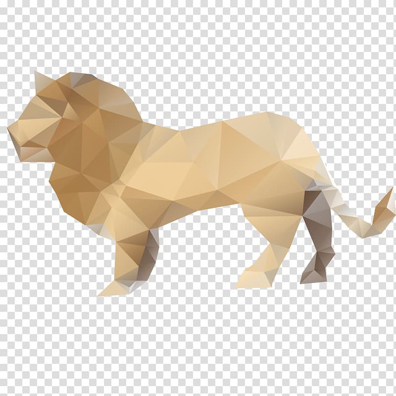 Lion Paper Origami, Polygonal Origami Lion transparent background PNG clipart