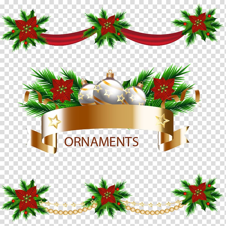Christmas , Holiday decorative ribbons transparent background PNG clipart