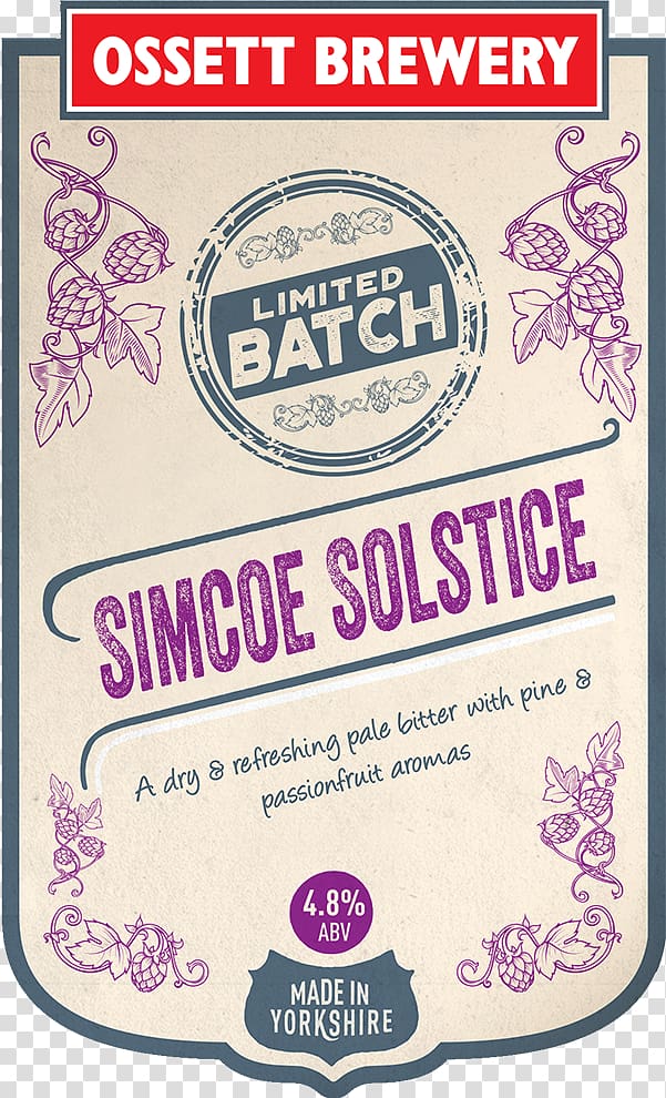 Ossett Brand Solstice Font, Seasonal Beer transparent background PNG clipart