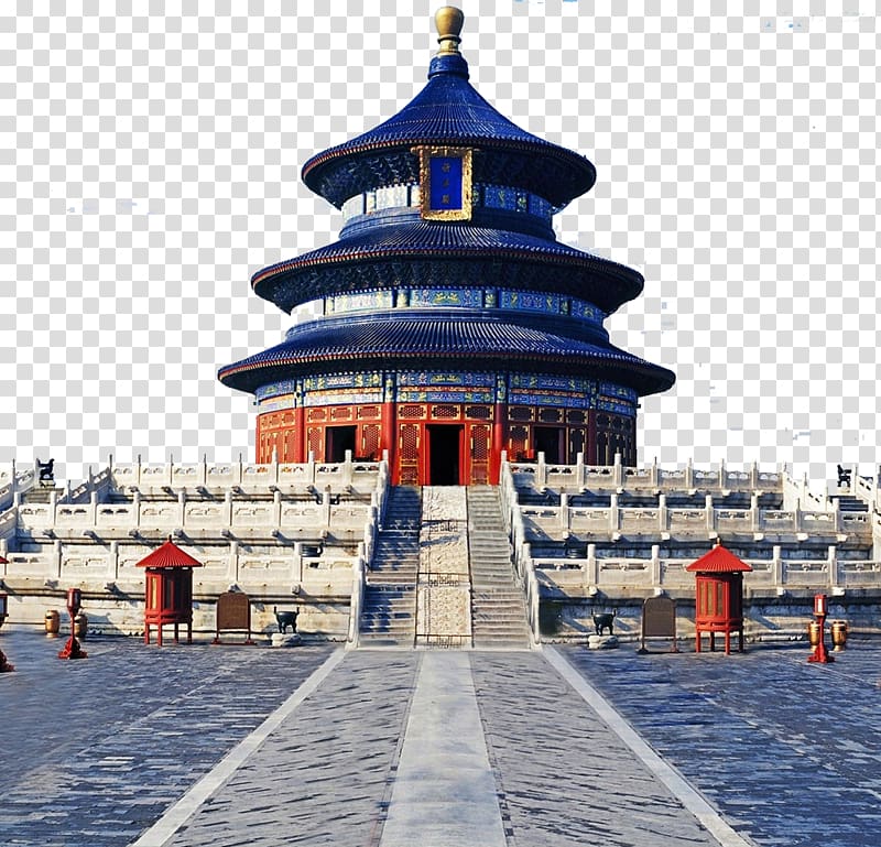 blue and pink pagoda landmark, Tiananmen Square Summer Palace Temple of Heaven Forbidden City Great Wall of China, Temple of Heaven transparent background PNG clipart