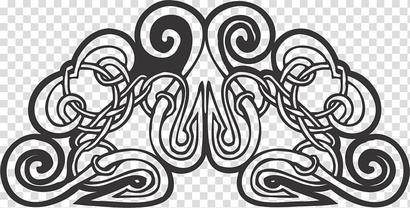 Ornament Black and white Art Pattern, Celtic Style transparent background PNG clipart