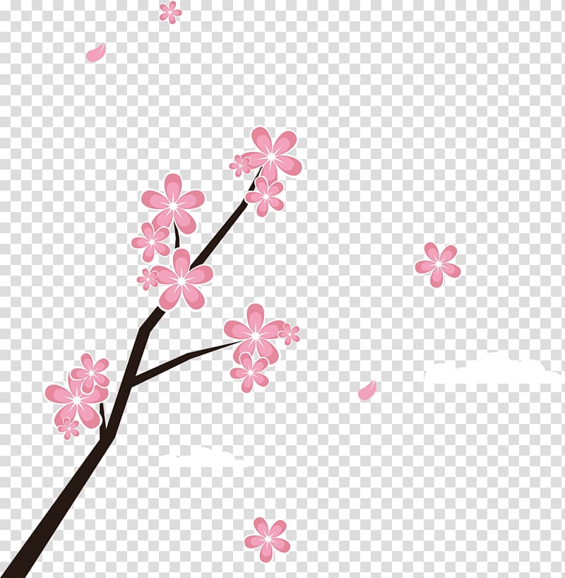 Japan Petal, Cherry Blossom branches and petals transparent background PNG clipart