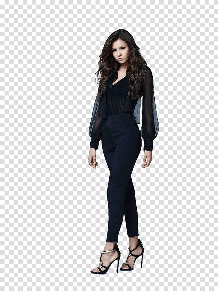 woman wearing black jumpsuit, Nina Dobrev Standing transparent background PNG clipart