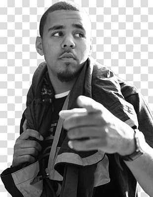 grayscale of man, J. Cole Side View transparent background PNG clipart