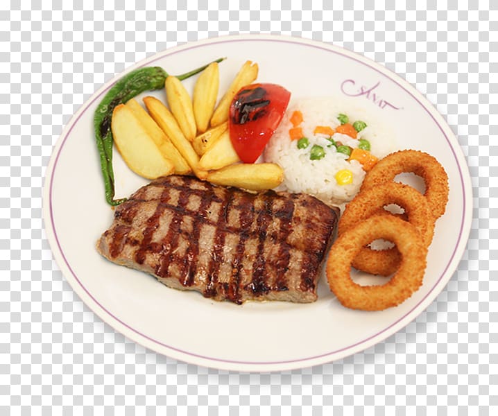 French fries Full breakfast Junk food Sirloin steak Rib eye steak, pepper steak transparent background PNG clipart