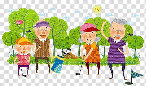 play golf elderly transparent background PNG clipart